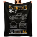 Blueprint of The RX7 Machine-washable Throw Blanket