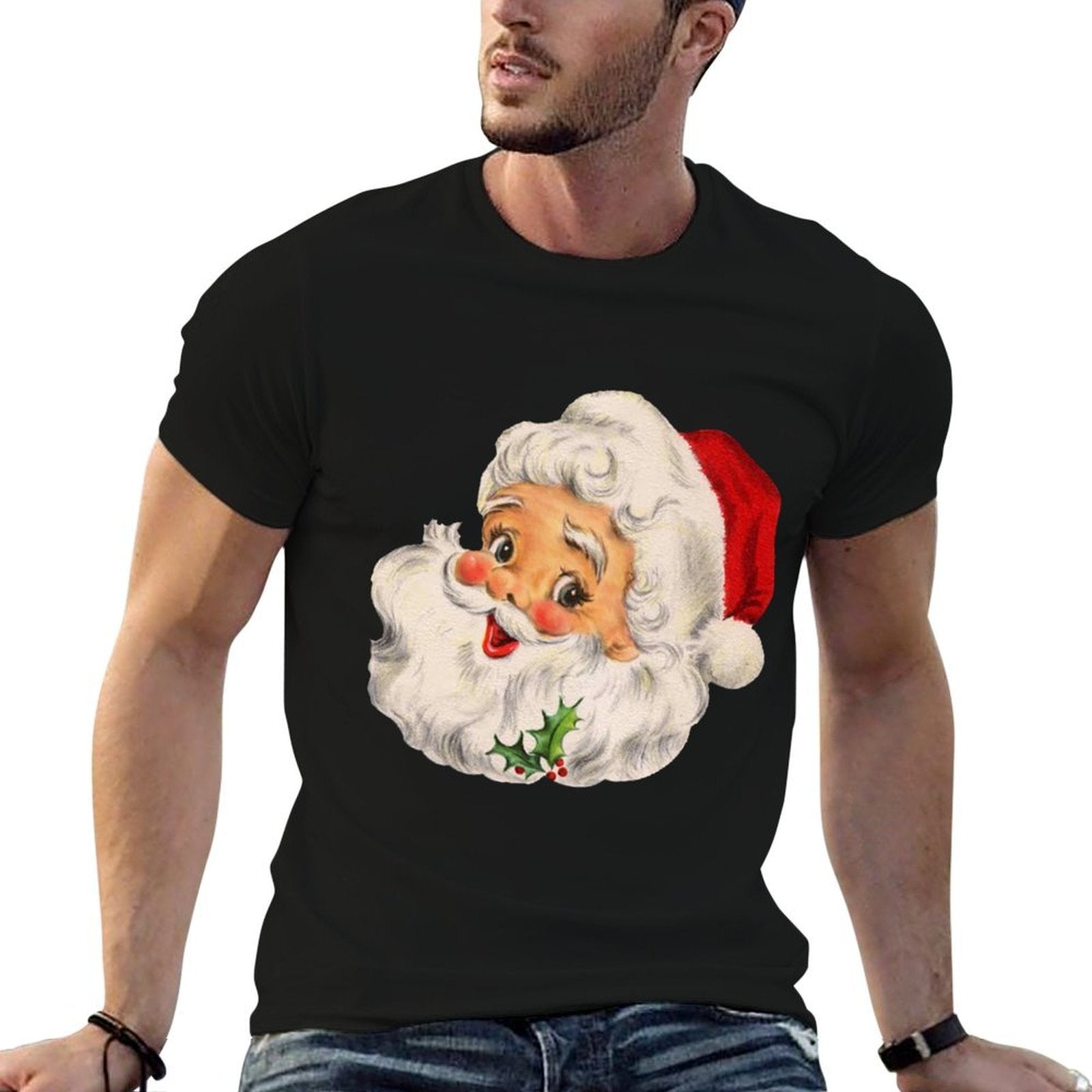 Cool Vintage Christmas Santa Claus Face  Moisture-wicking T-Shirt