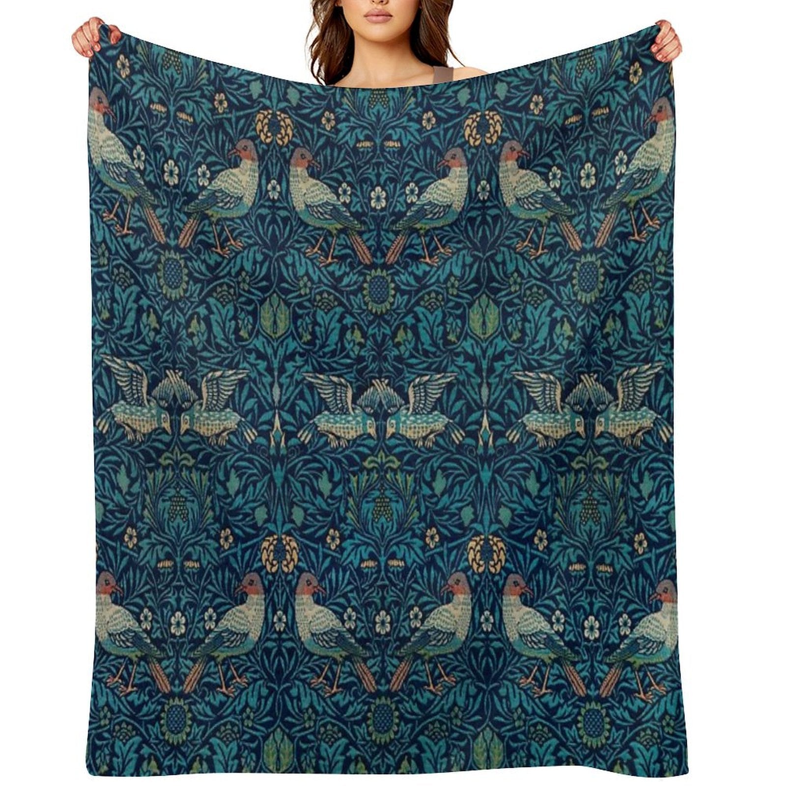 Bird by William Morris, 1878 Wrinkle-free Throw Blanket