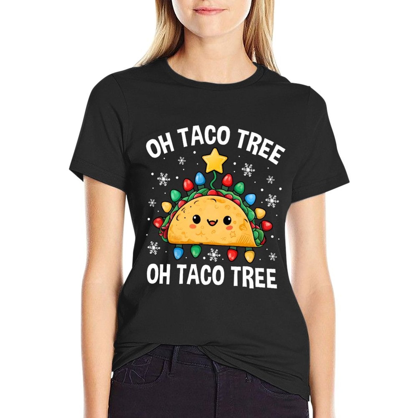 Christmas Oh Taco Tree Xmas Mexican Food Men Women Boys Kids  Summer-ready Fabric T-Shirt
