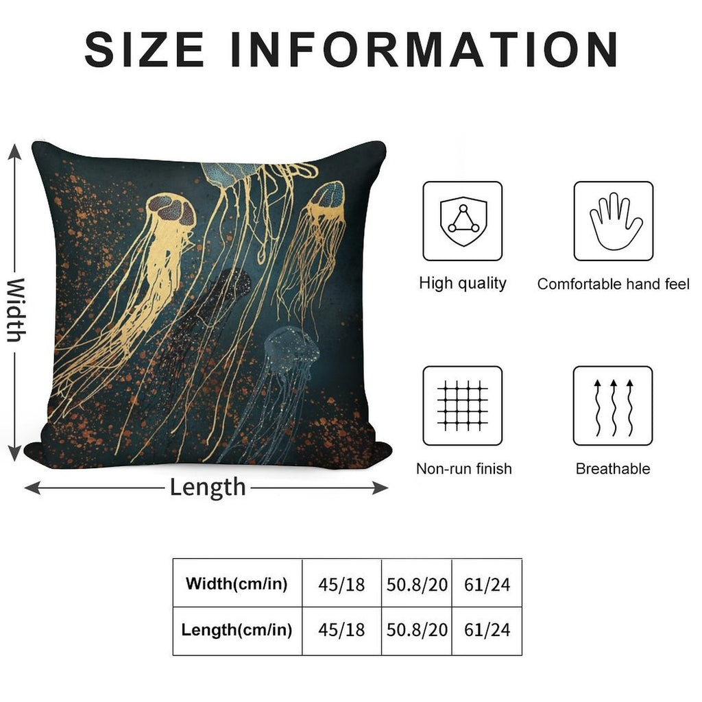 Metallic Jellyfish Soft Skin-Friendly Throw Pillow