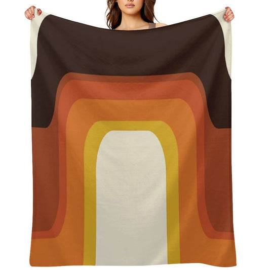 Mid-Century Modern Meets 1970s Orange Rainbow Anti-pilling Throw Blanket
