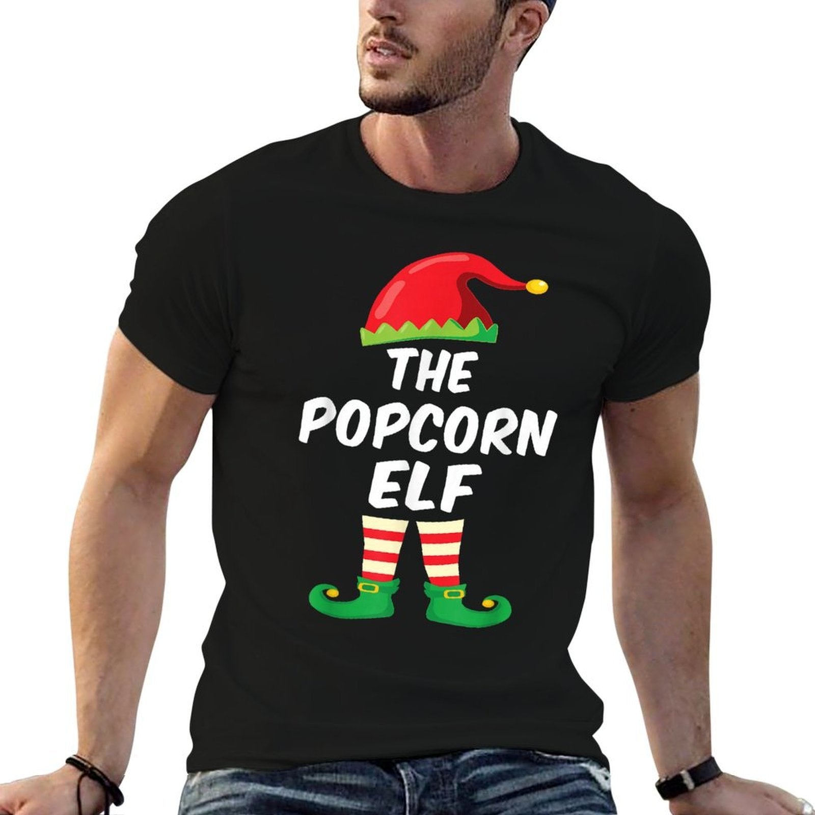 The Popcorn Elf Family Matching Funny Christmas Costume  Moisture-wicking T-Shirt