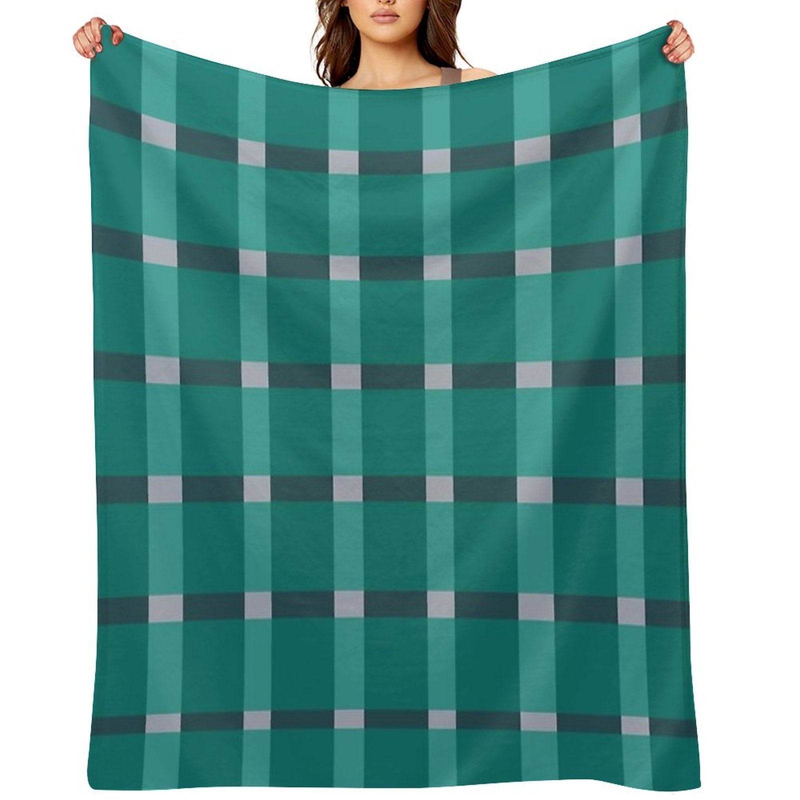 Plaid Design of Dark Green Hues Eco-conscious Throw Blanket