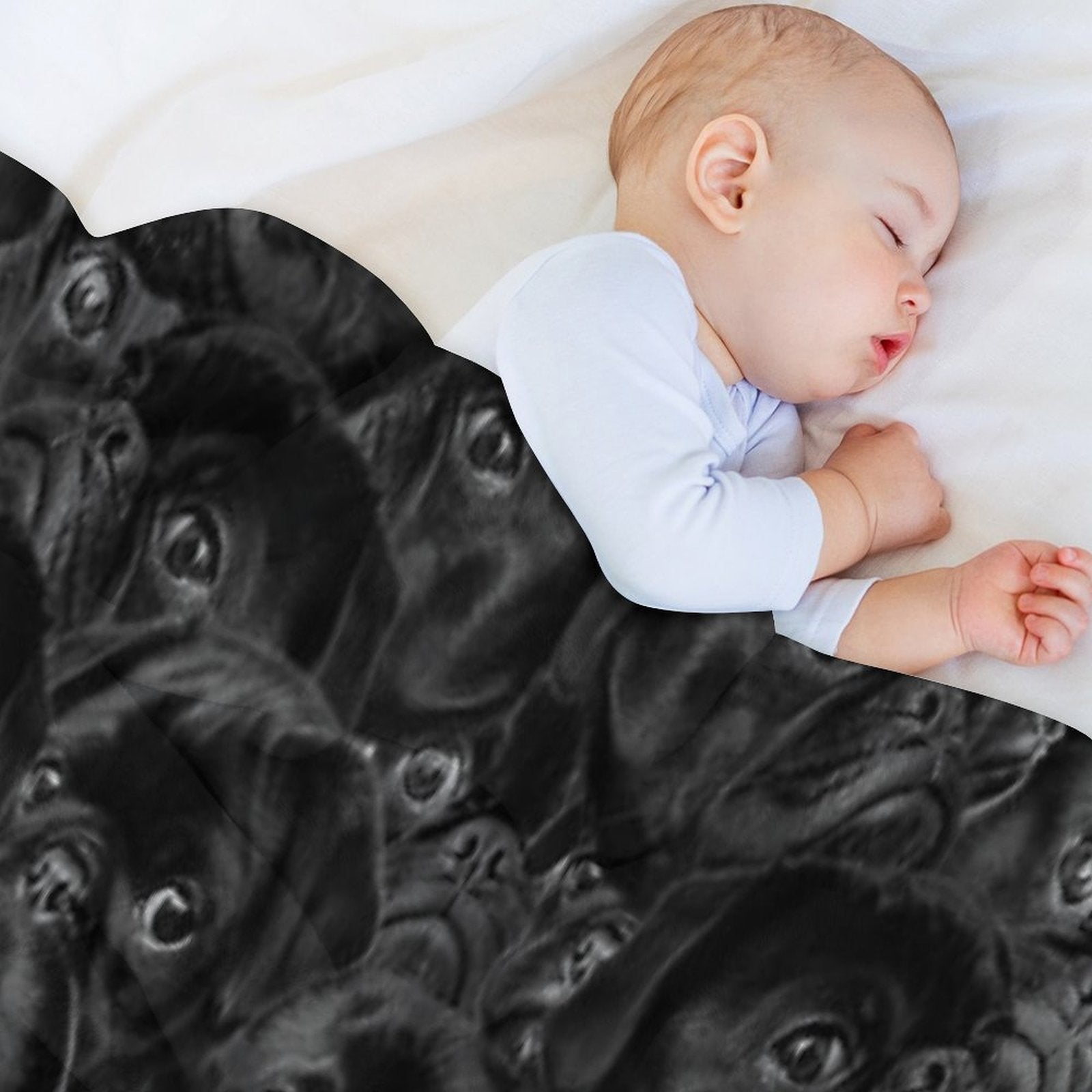 Black Pug Puppy Pattern Design Shrink-resistant Throw Blanket