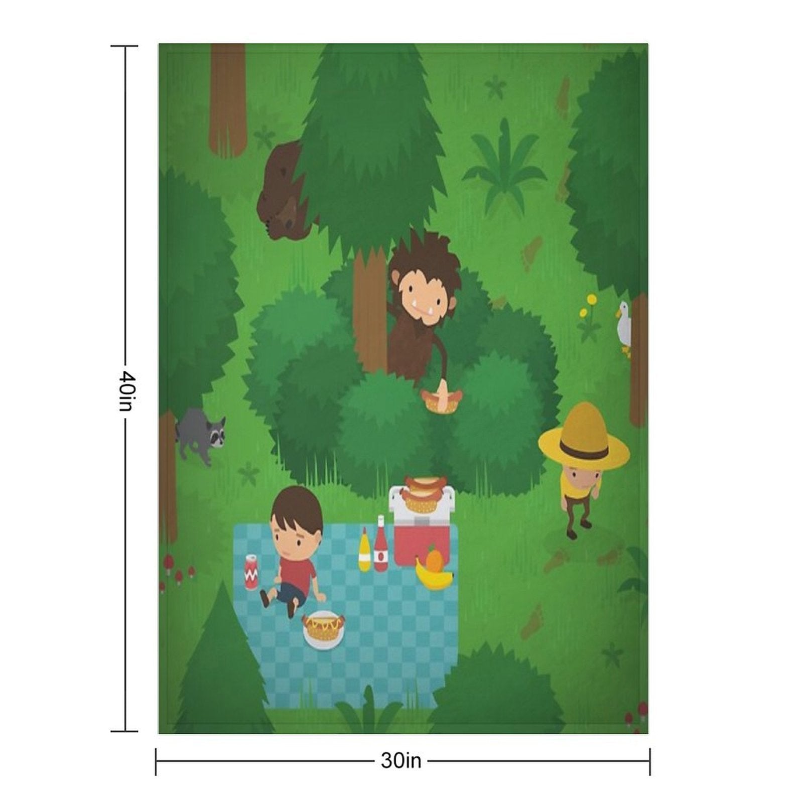 Sneaky Sasquatch Picnic Plush Throw Blanket