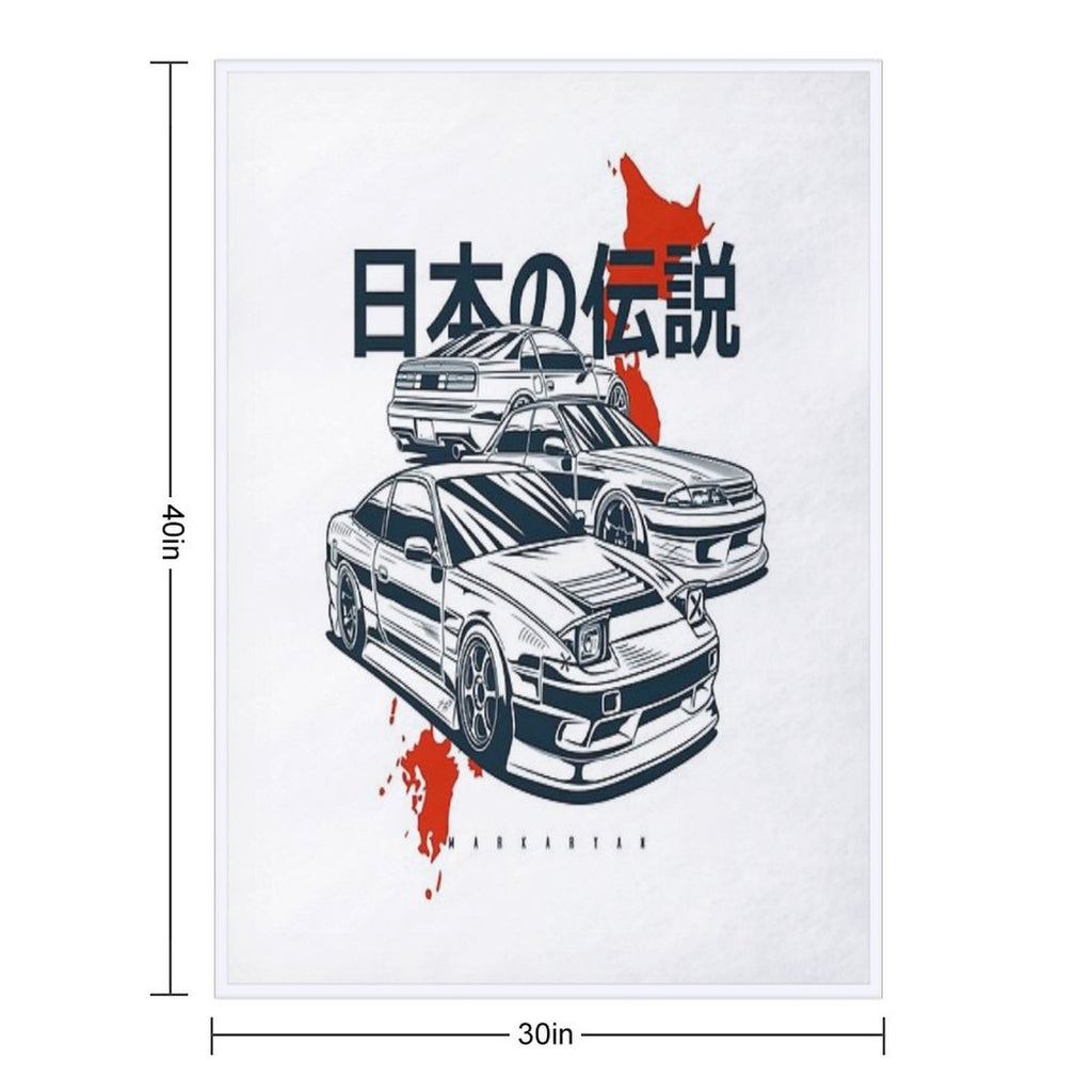 Japanese Legends. 240Sx, Skyline, 300ZX Machine-washable Throw Blanket
