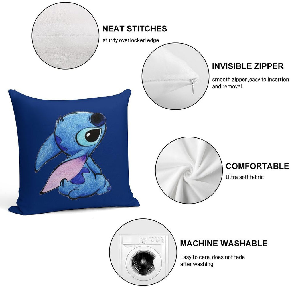 Cute Stitch ! Soft Reinforced Edging Throw Pillow