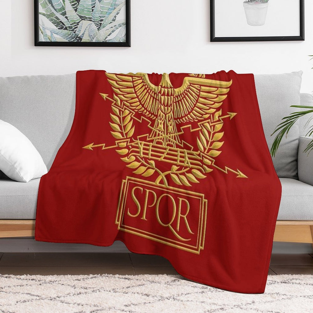 Gold Roman Aquila Eagle SPQR Travel-friendly Throw Blanket