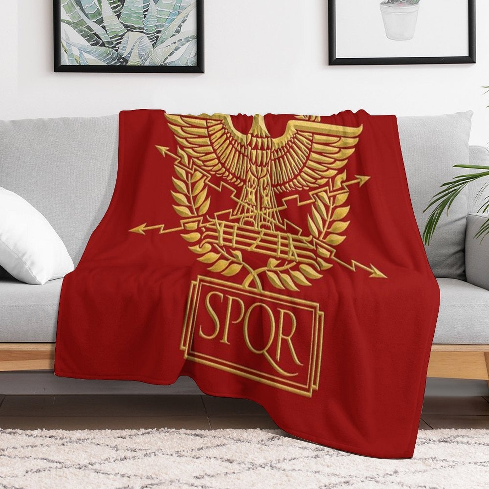 Gold Roman Aquila Eagle SPQR Travel-friendly Throw Blanket