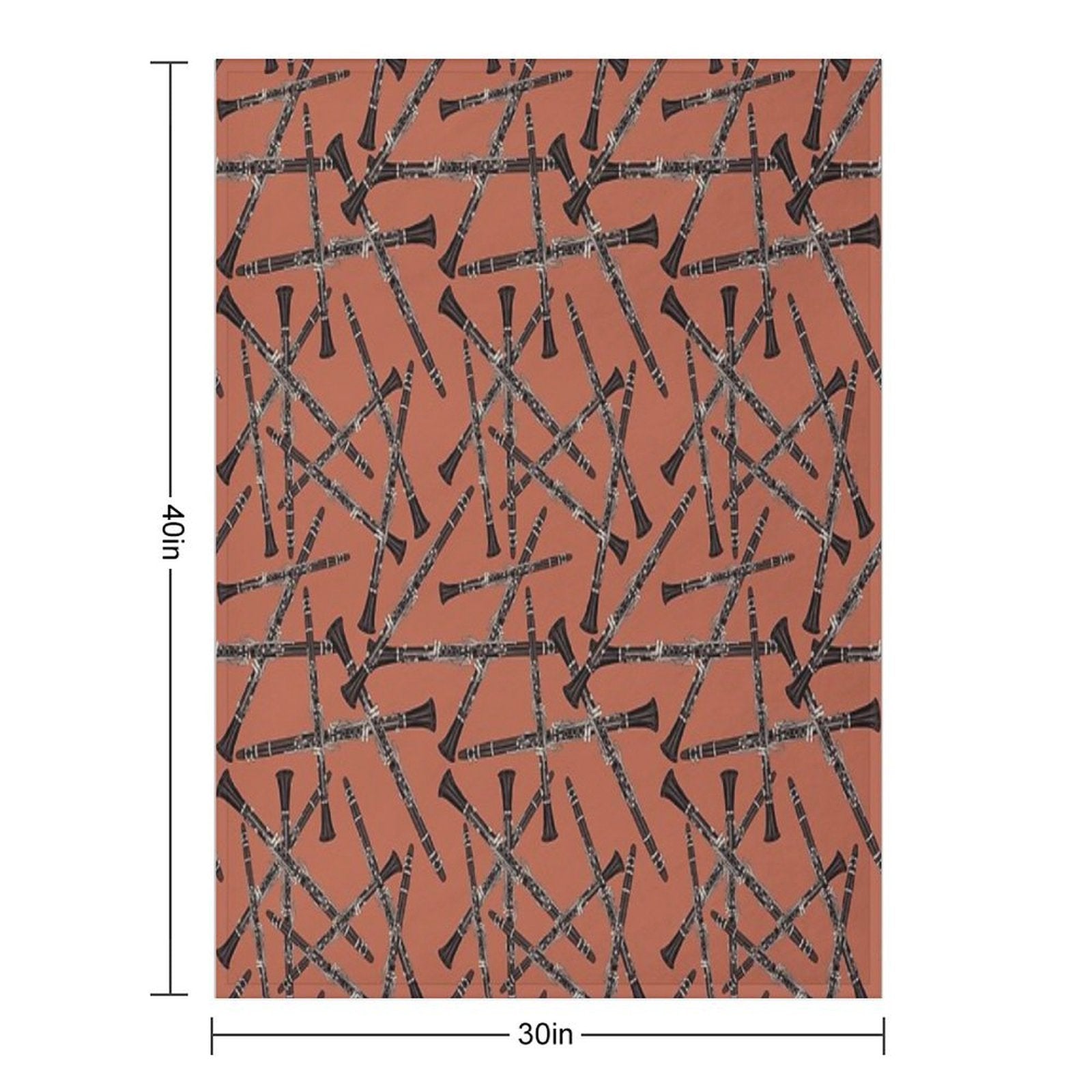 Clarinet Musical Instrument Pattern Rust Multi-functional Throw Blanket