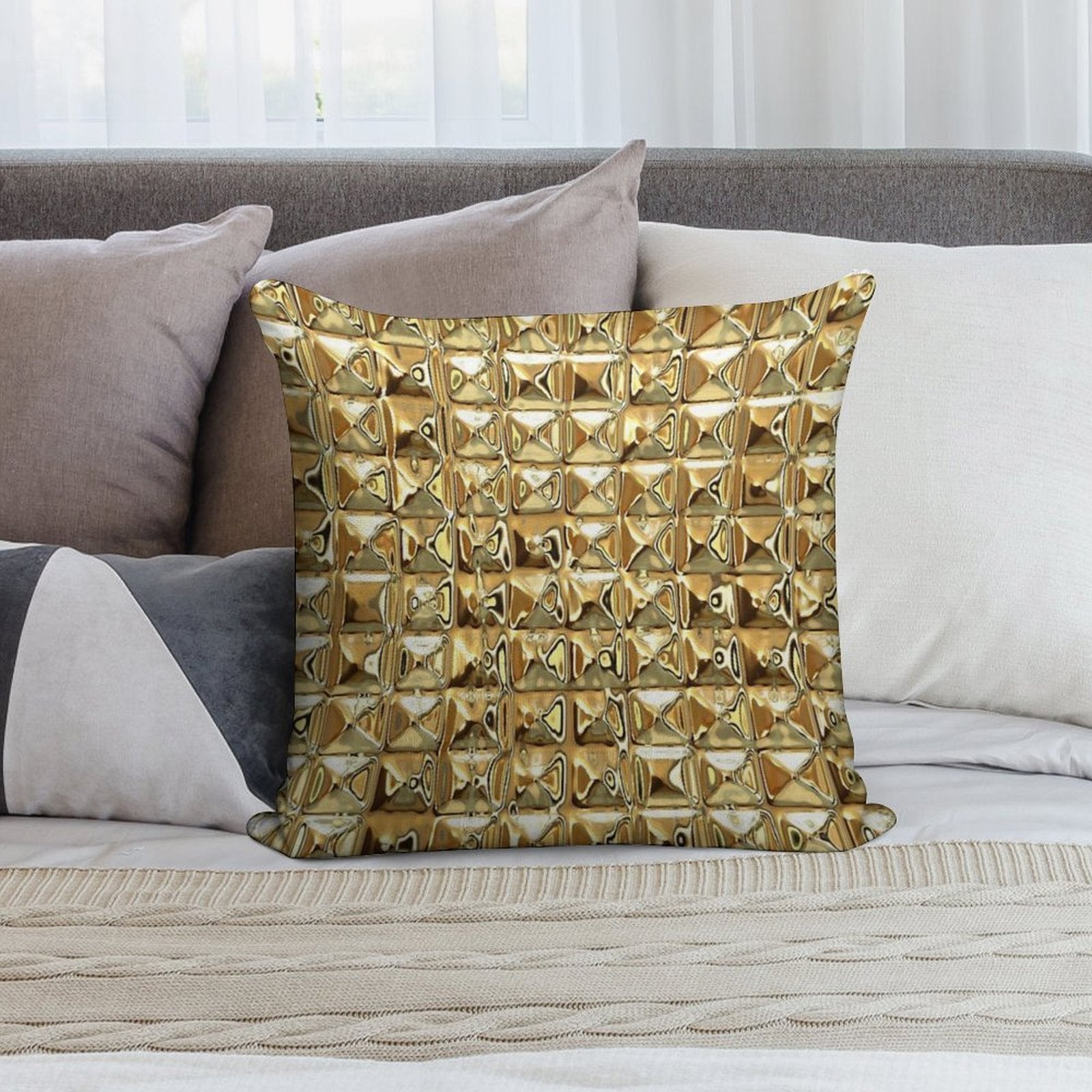 Photograph of Gold ONLY - Not Reflective Soft Skin-Friendly Throw Pillow