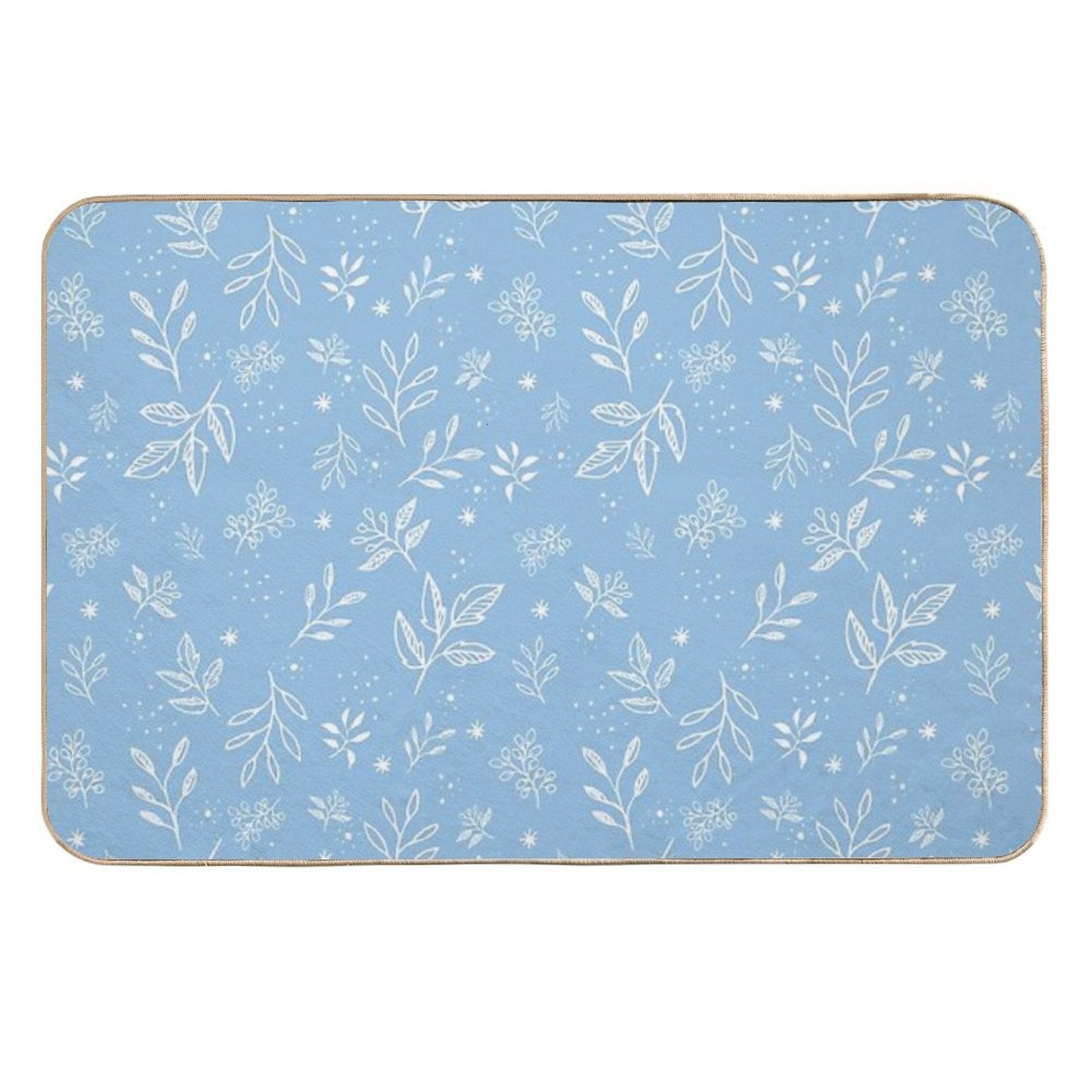 Pastel Blue Florals Hand Drawn Pattern  Long-Lasting Bath Mat