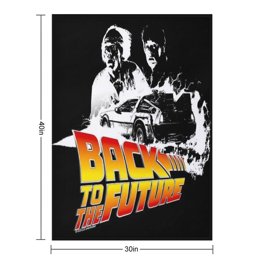 Back to The Future - DeLorean Fire Tracks, Marty And Doc Stencil Fan Art Easy Care Throw Blanket