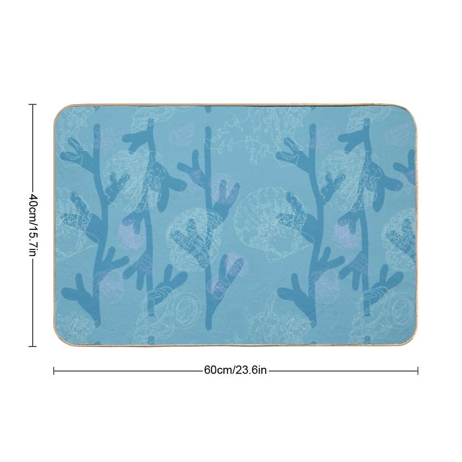 Seashells Seaweed Pattern in Blue  Multi-Purpose Bath Mat