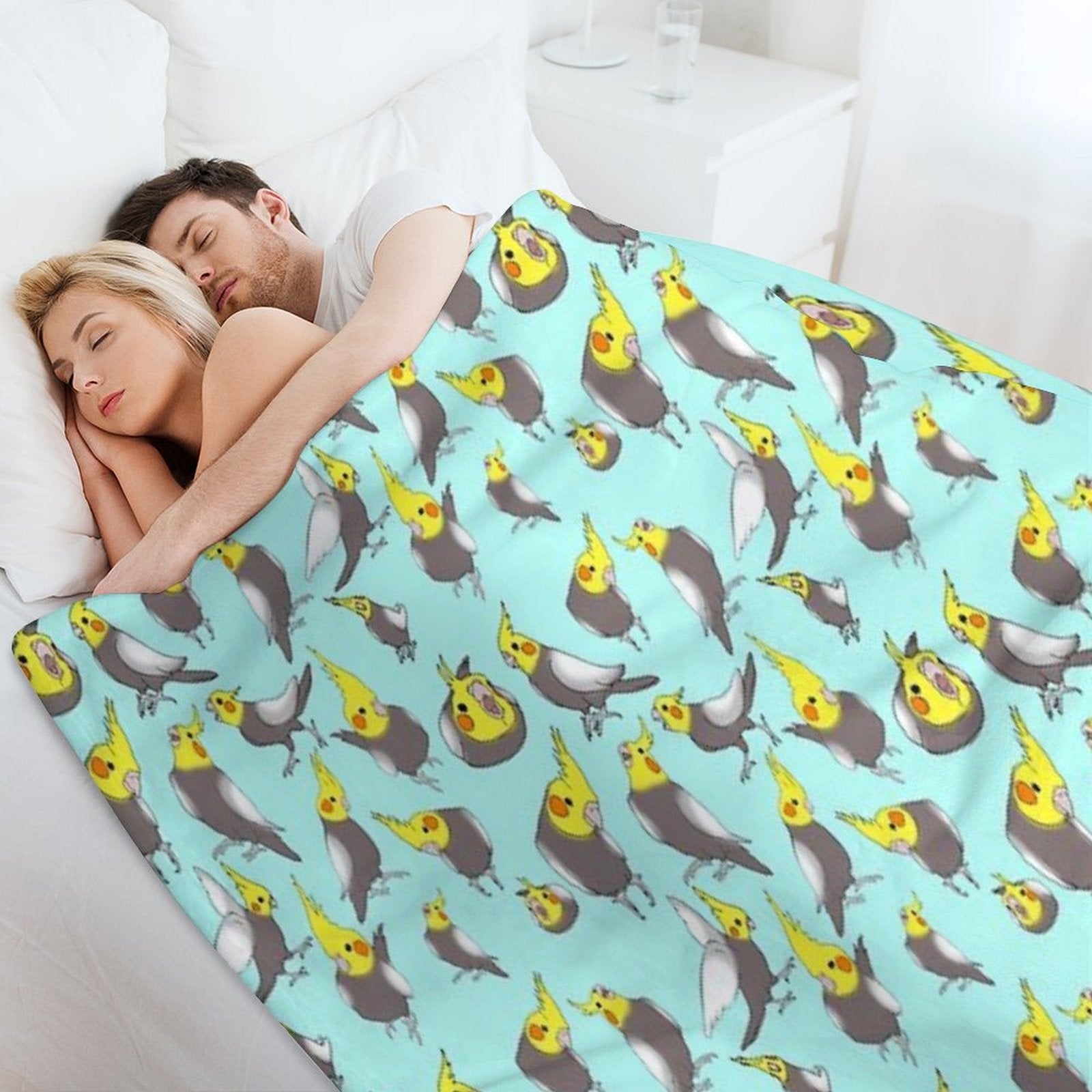 Cockatiel Doodle Pattern Lightweight Throw Blanket