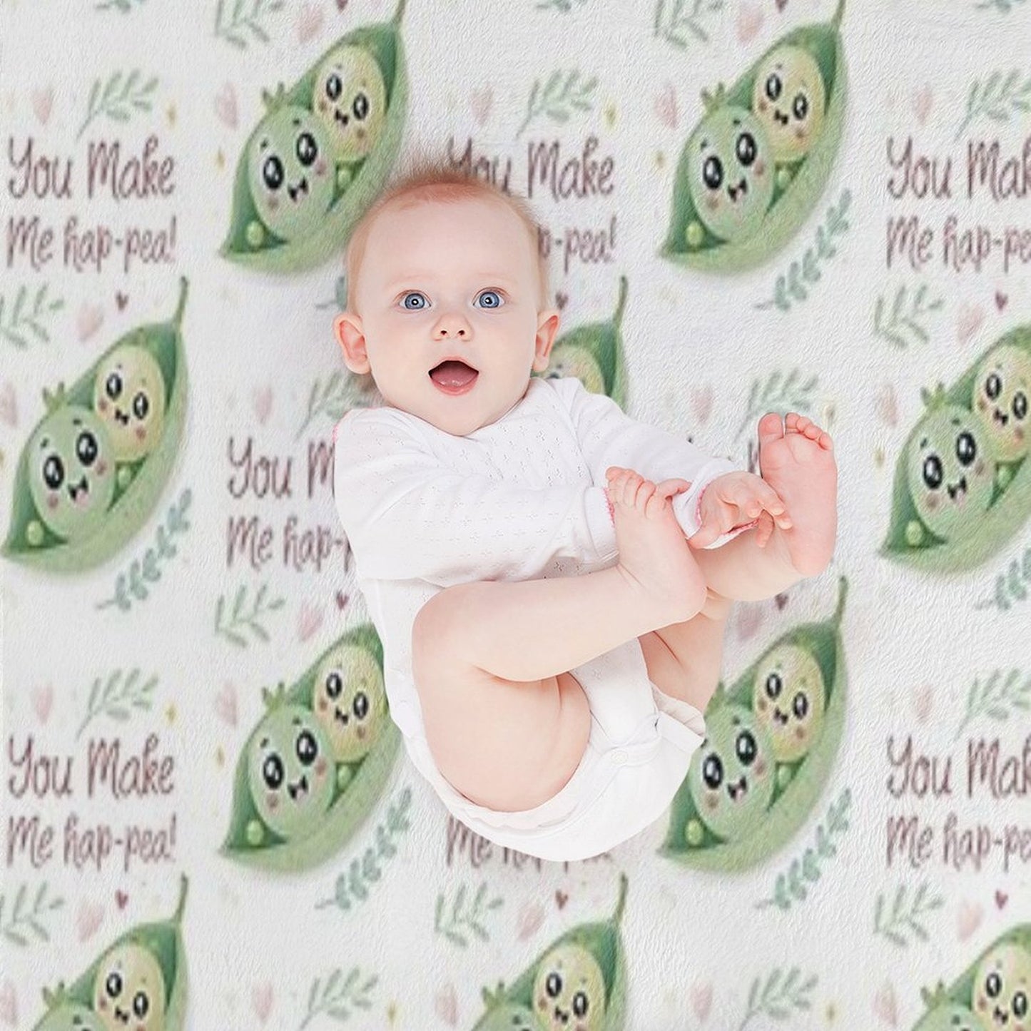 You Make Me Hap-pea! Kawaii Cute Puns Compact Throw Blanket