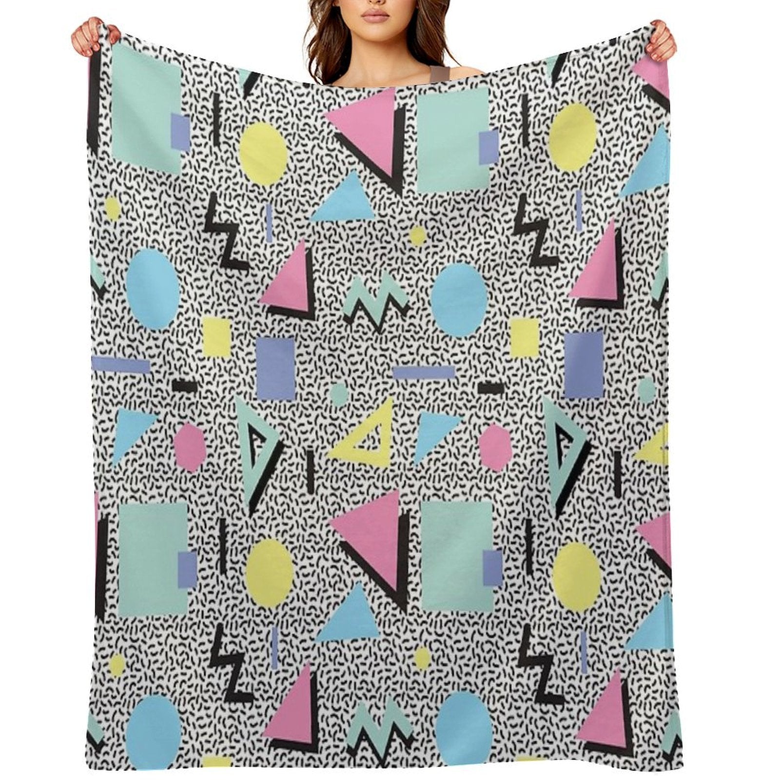 Eighties Memphis Pattern Design Wrinkle-free Throw Blanket