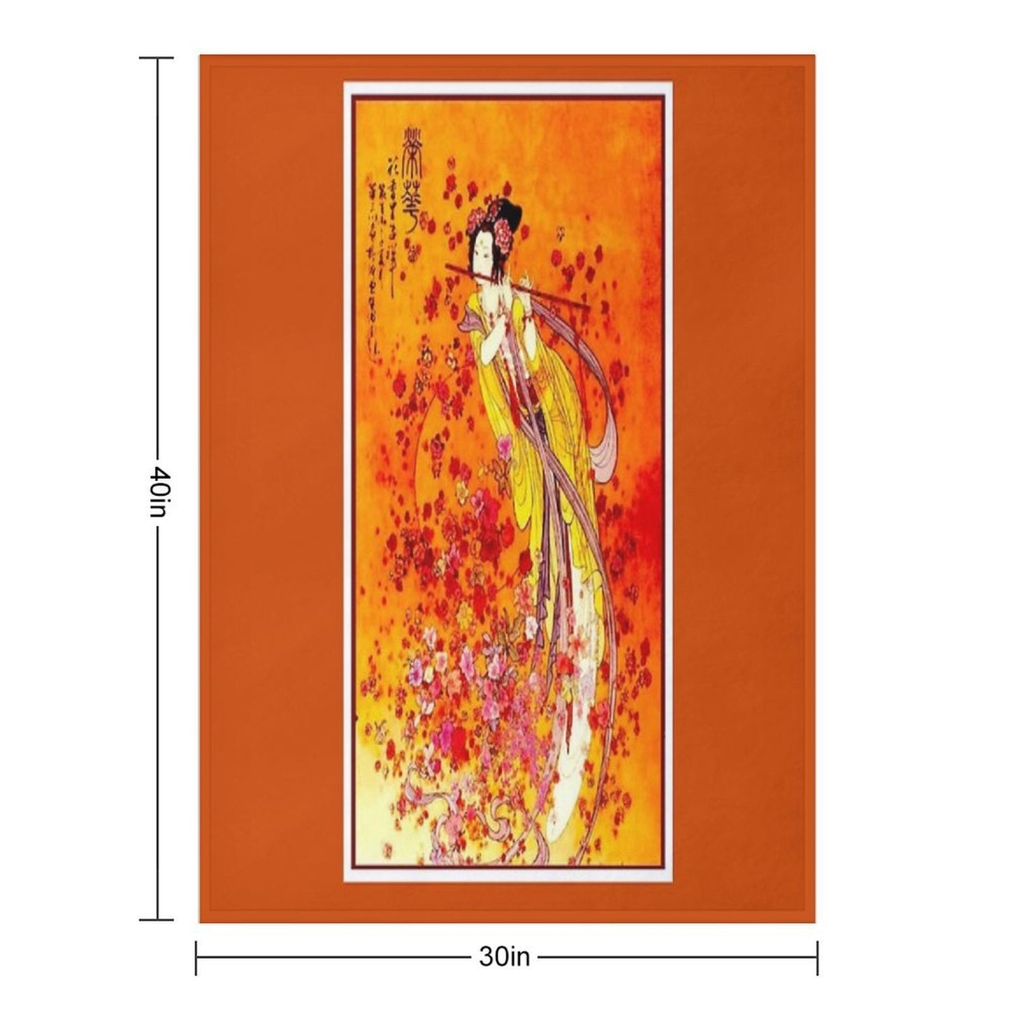 JAPANESE GEISHA PLAYING FLUTE Vintage Tourism Print All-season Throw Blanket