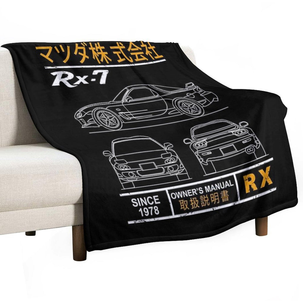 Blueprint of The RX7 Machine-washable Throw Blanket