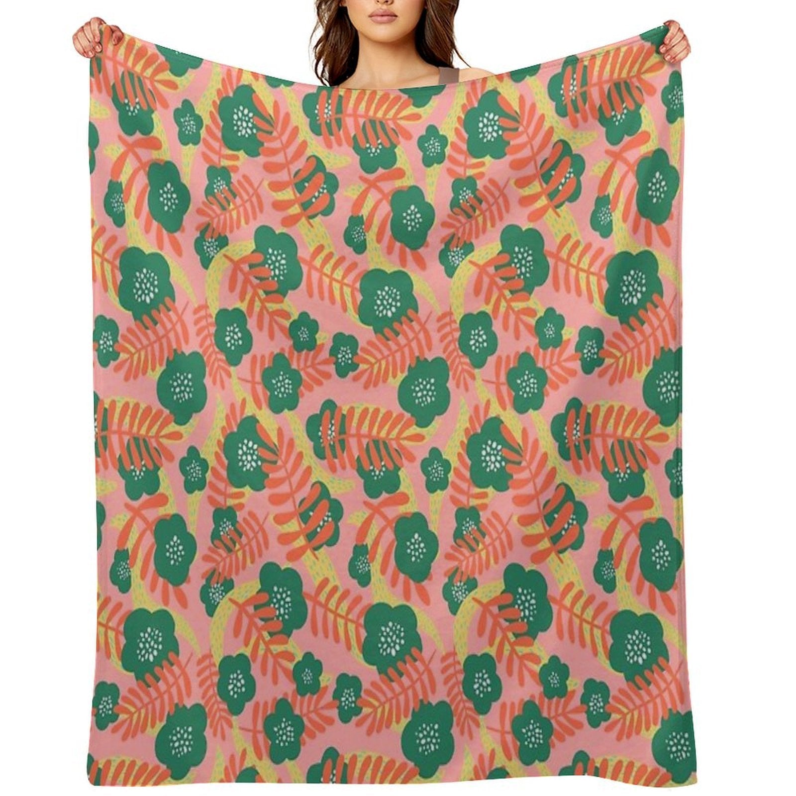 Bright Florals Wrinkle-free Throw Blanket