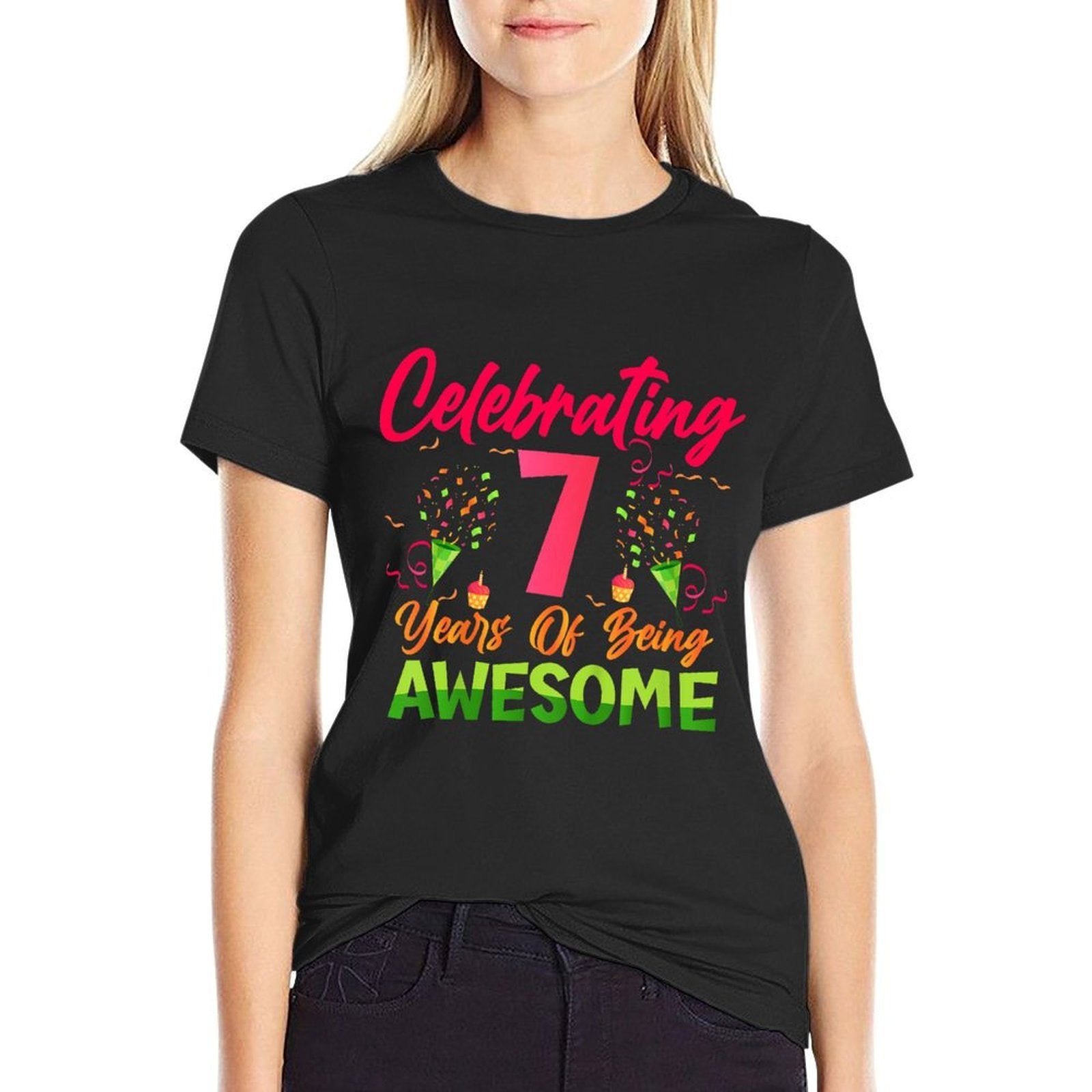 Kids Celebrating 7 Years of Awesome! 7th Birthday Seven Years Old Comfortable T-Shirt