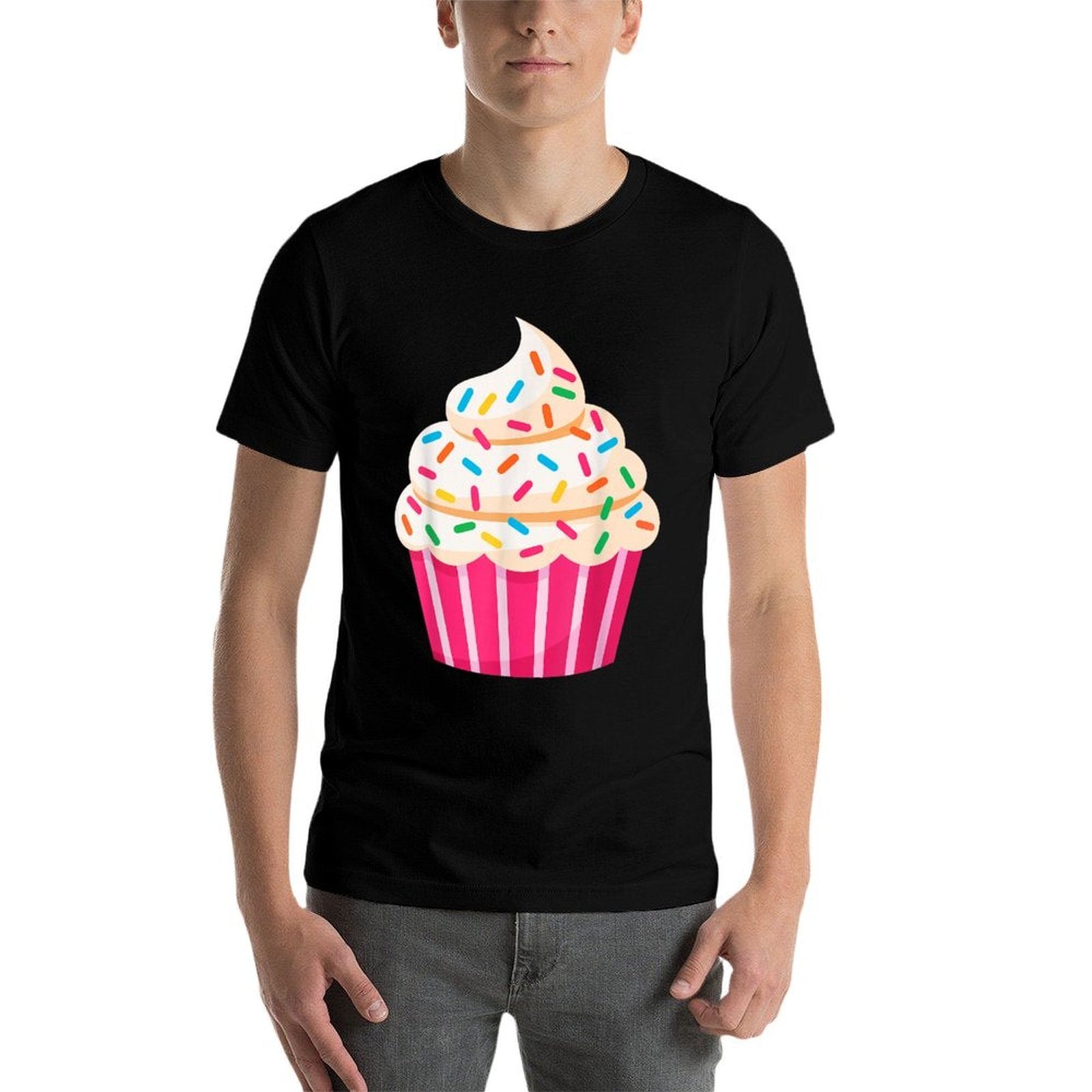Cupcake Adult Men Women Kids Cupcake Costume  Ribbed Collar T-Shirt