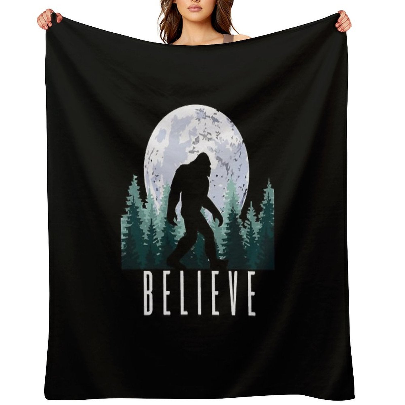 Bigfoot Believe  Sasquatch All-season Throw Blanket