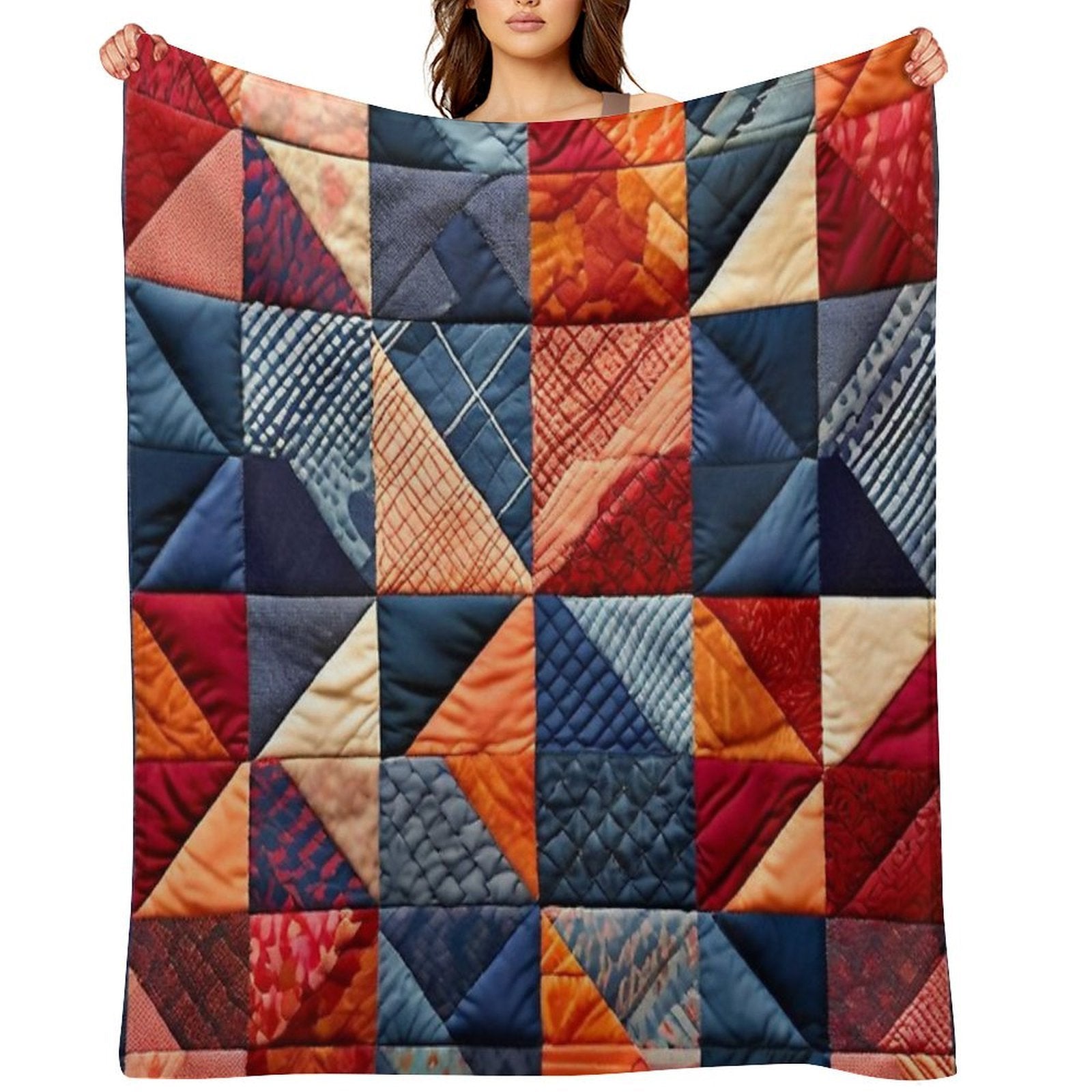 Quilted Patchwork Pattern Multi-functional Throw Blanket