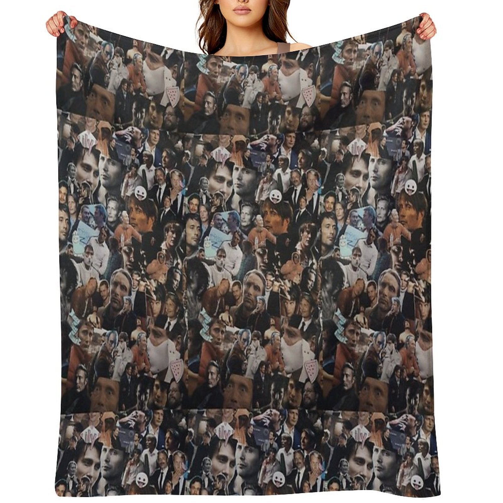 Mads Mikkelsen Collage Compact Throw Blanket