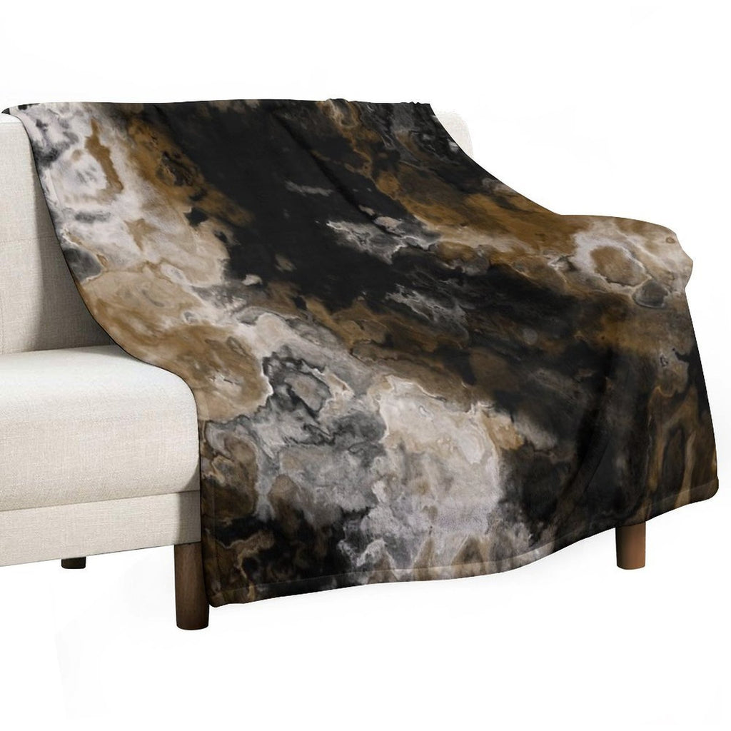 Black Gold And White Abstract Travel-friendly Throw Blanket
