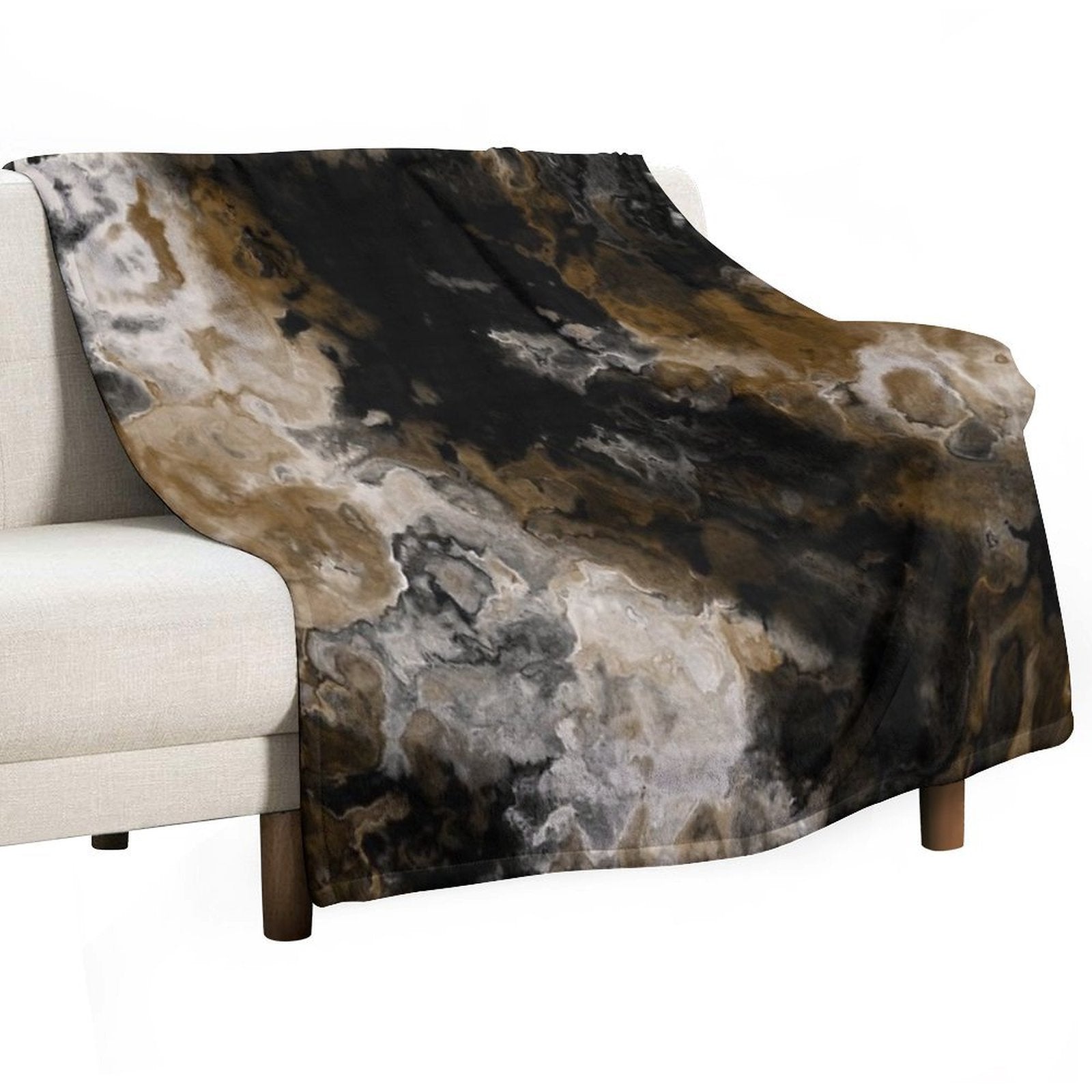 Black Gold And White Abstract Travel-friendly Throw Blanket