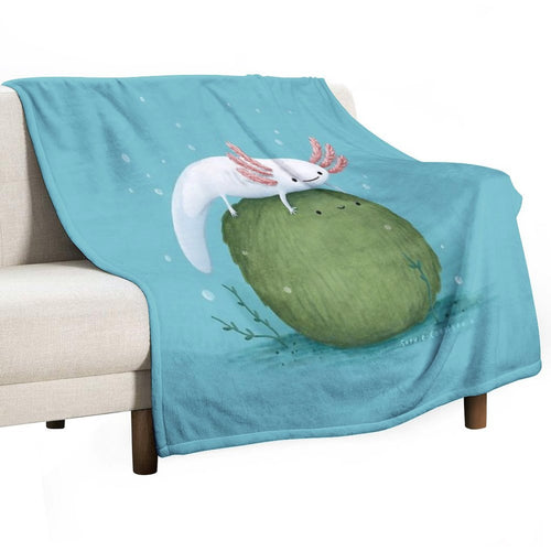Axolotl on A Mossball Velvety-soft Throw Blanket