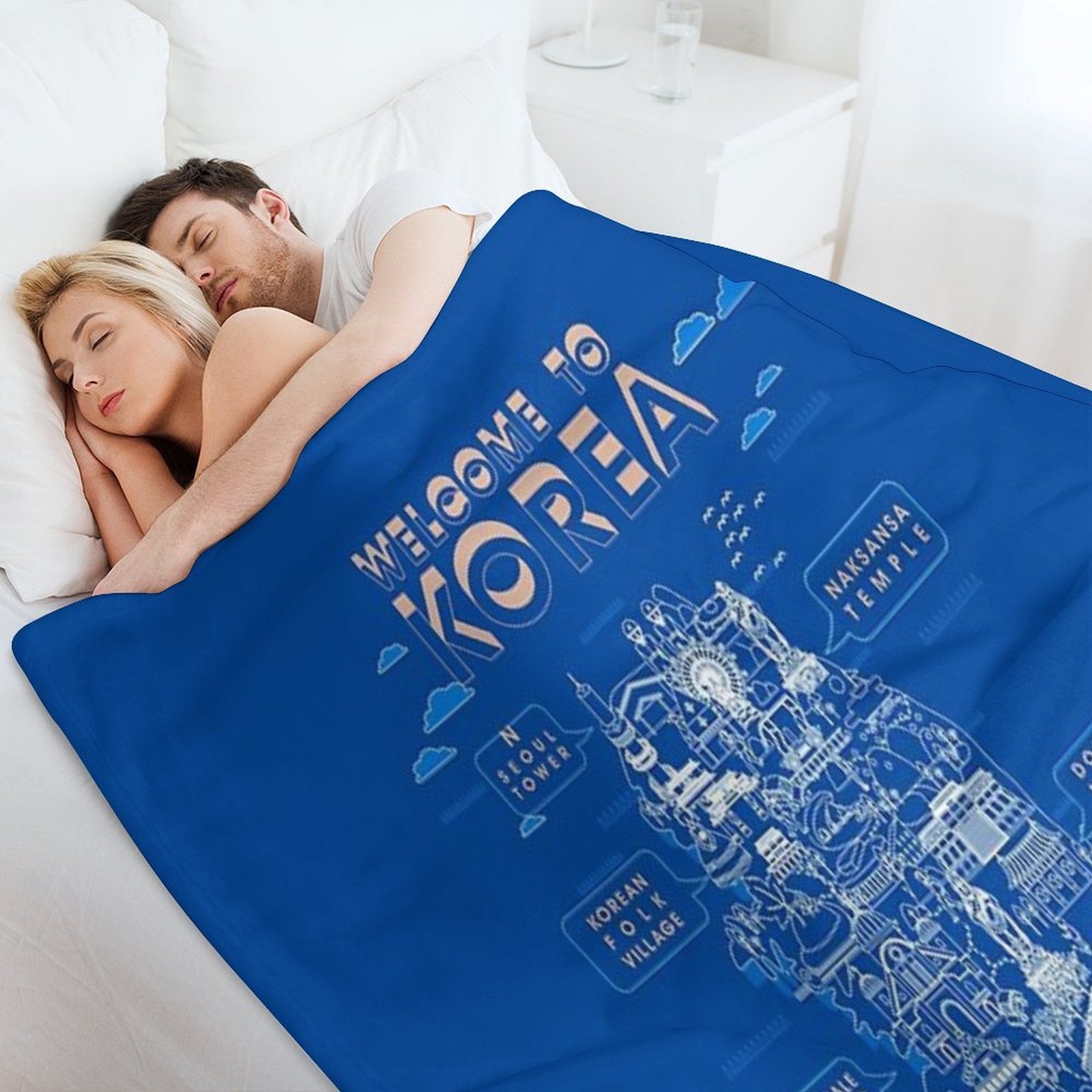 Welcome To South Korea Travel Map Velvety-soft Throw Blanket