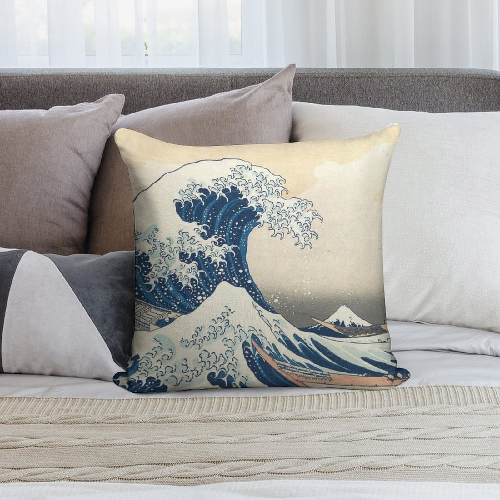 The Great Wave Off Kanagawa Soft Warmth Comfort Throw Pillow