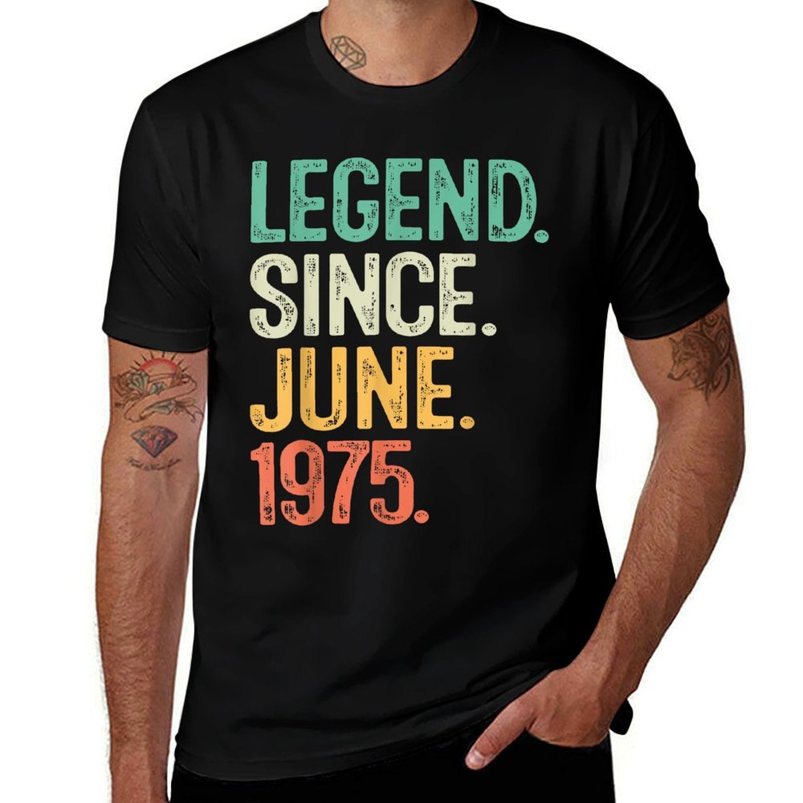 50 Years Old Gifts Legend June 1975 50th Birthday Men Women  Heathered Texture T-Shirt