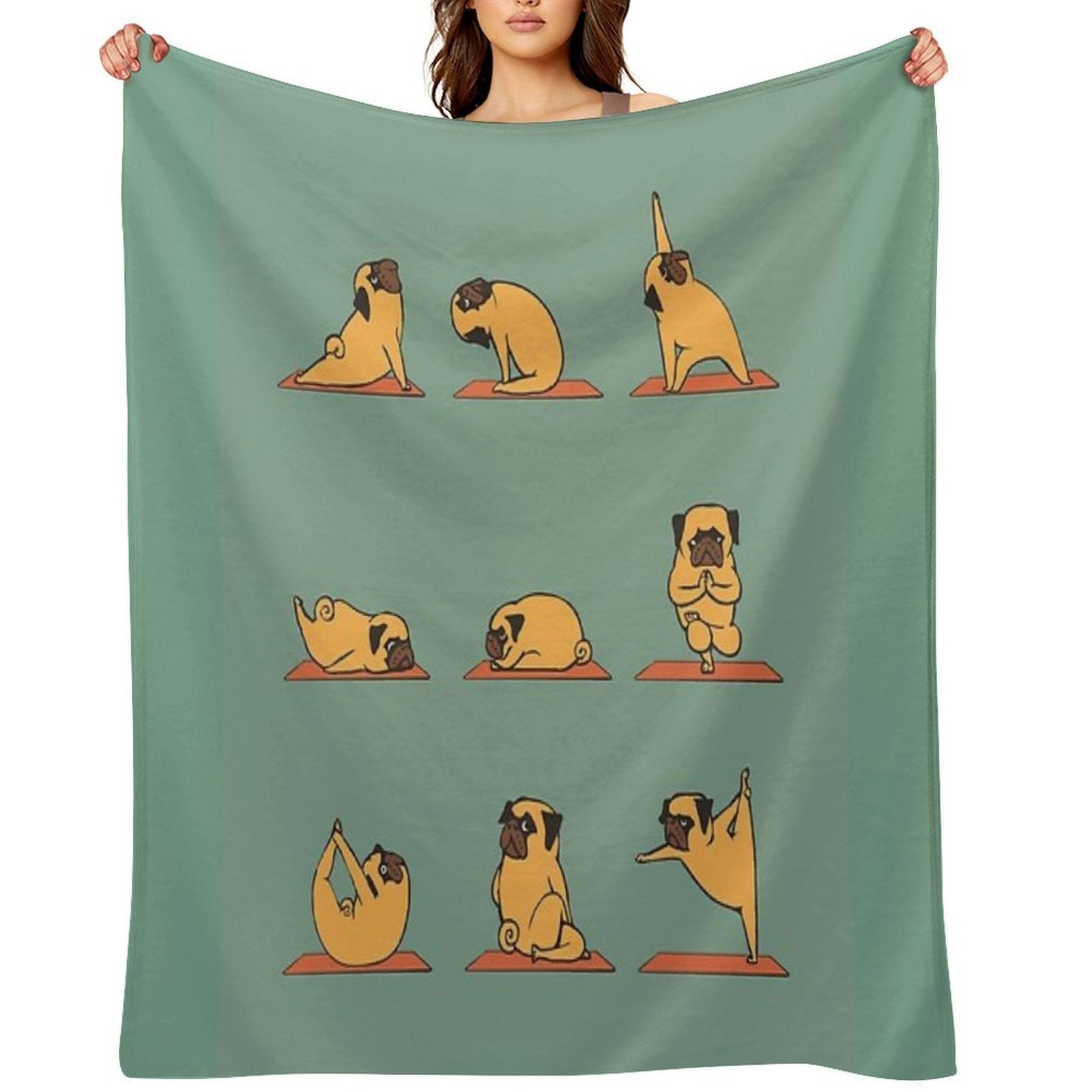 Pug Yoga Lightweight Throw Blanket