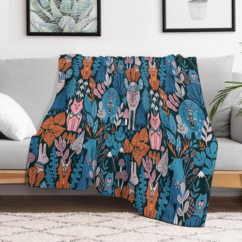Animals of Canada. Forest, Plants, Mountains, Mushrooms Sustainable Throw Blanket