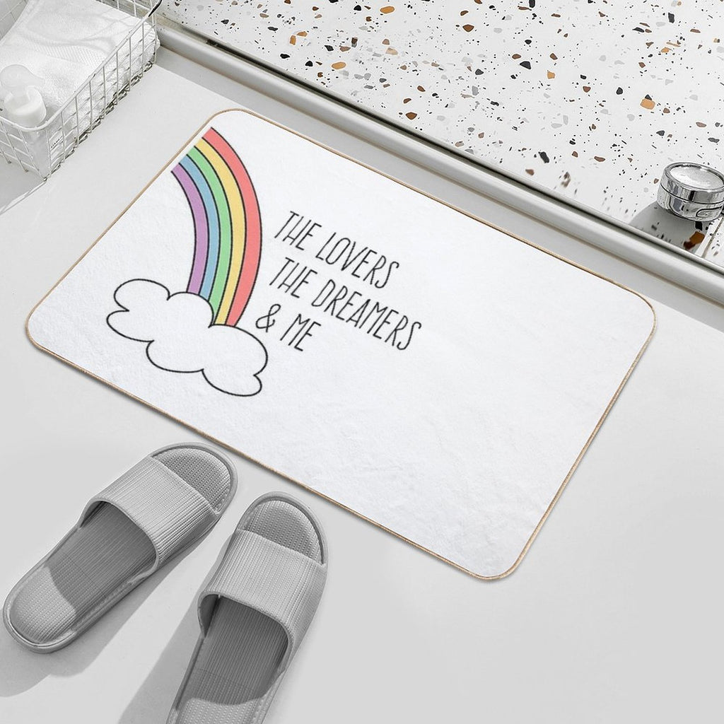 Rainbow Connection (black Text)  Fade-Resistant Bath Mat