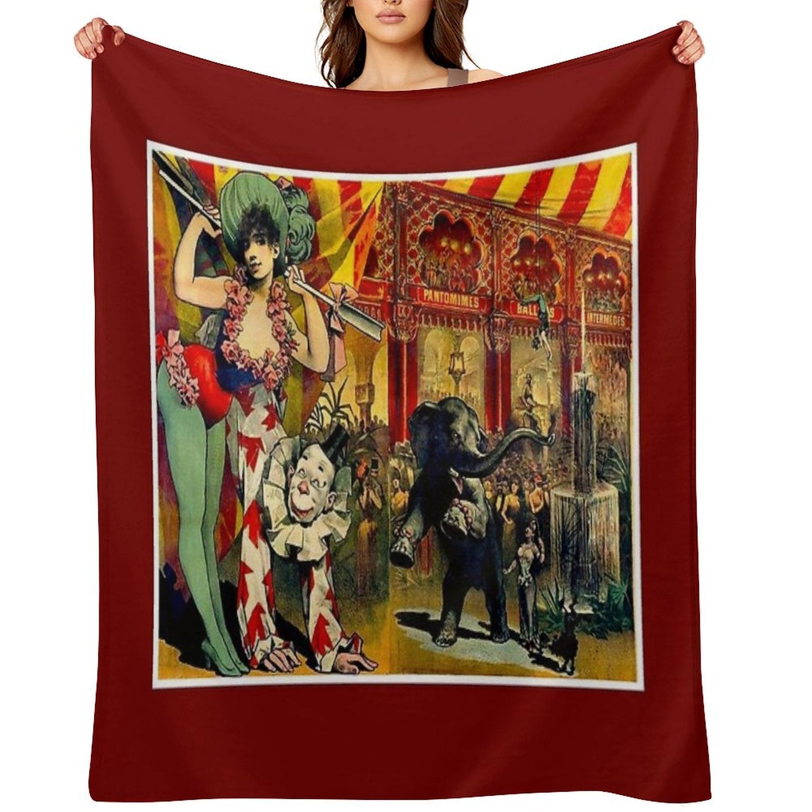 CIRCUS  Vintage 1890 Circus Advertising Print Velvety-soft Throw Blanket