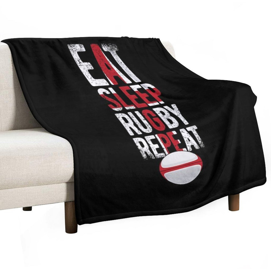 Eat Sleep Rugby Repeat England Rugby Quick-dry Throw Blanket