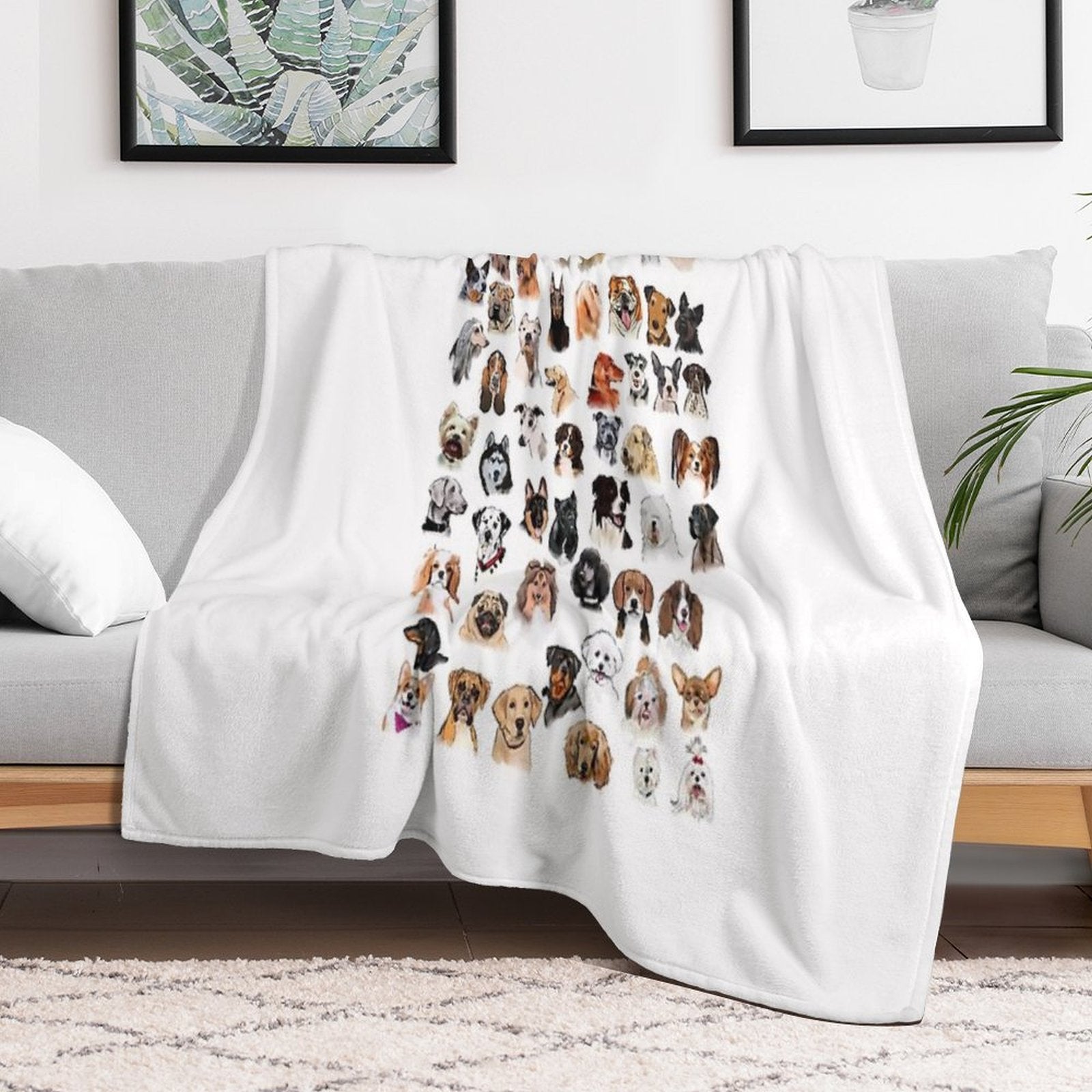 Dog Breed Paintings Anti-pilling Throw Blanket