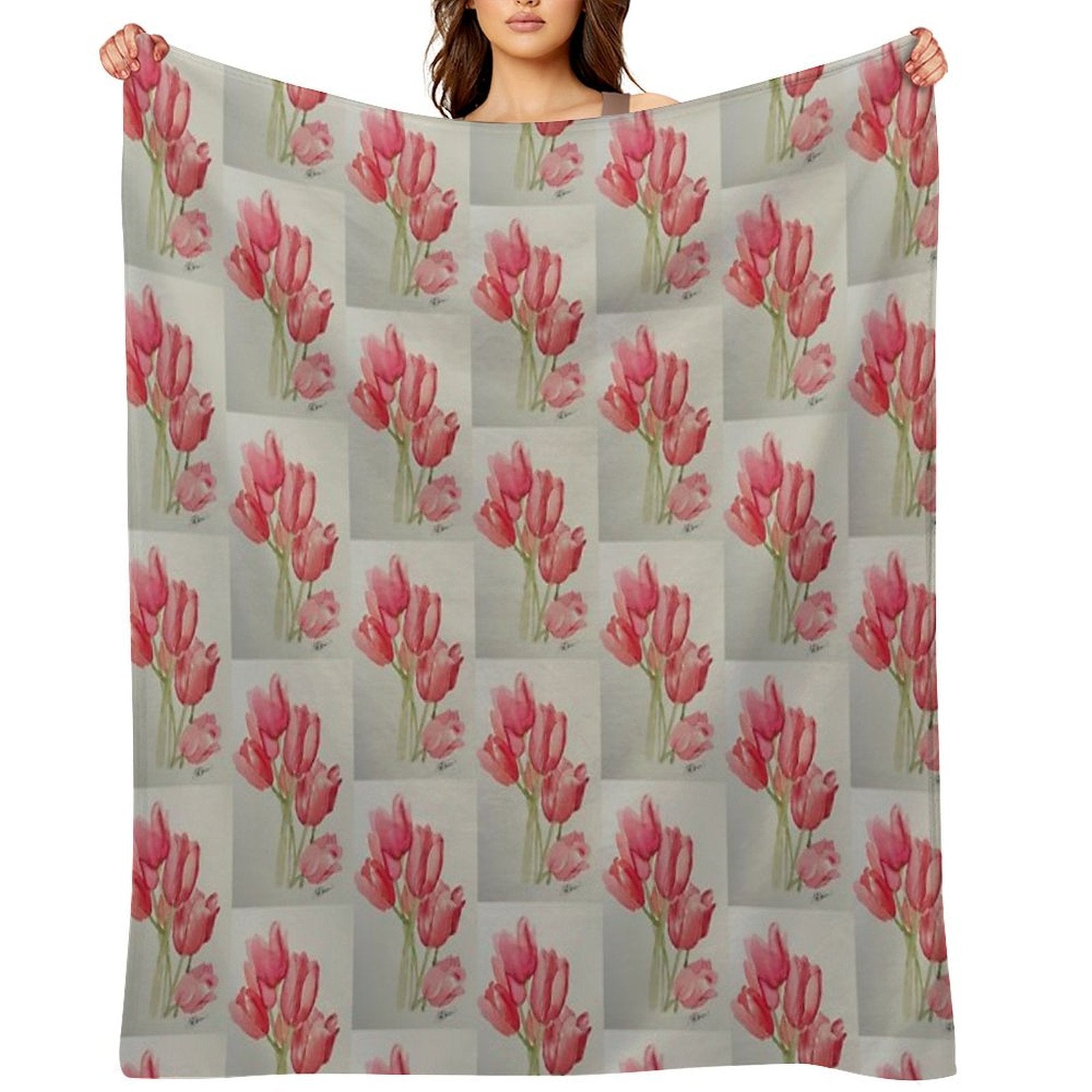 Pink Tulips Premium Throw Blanket