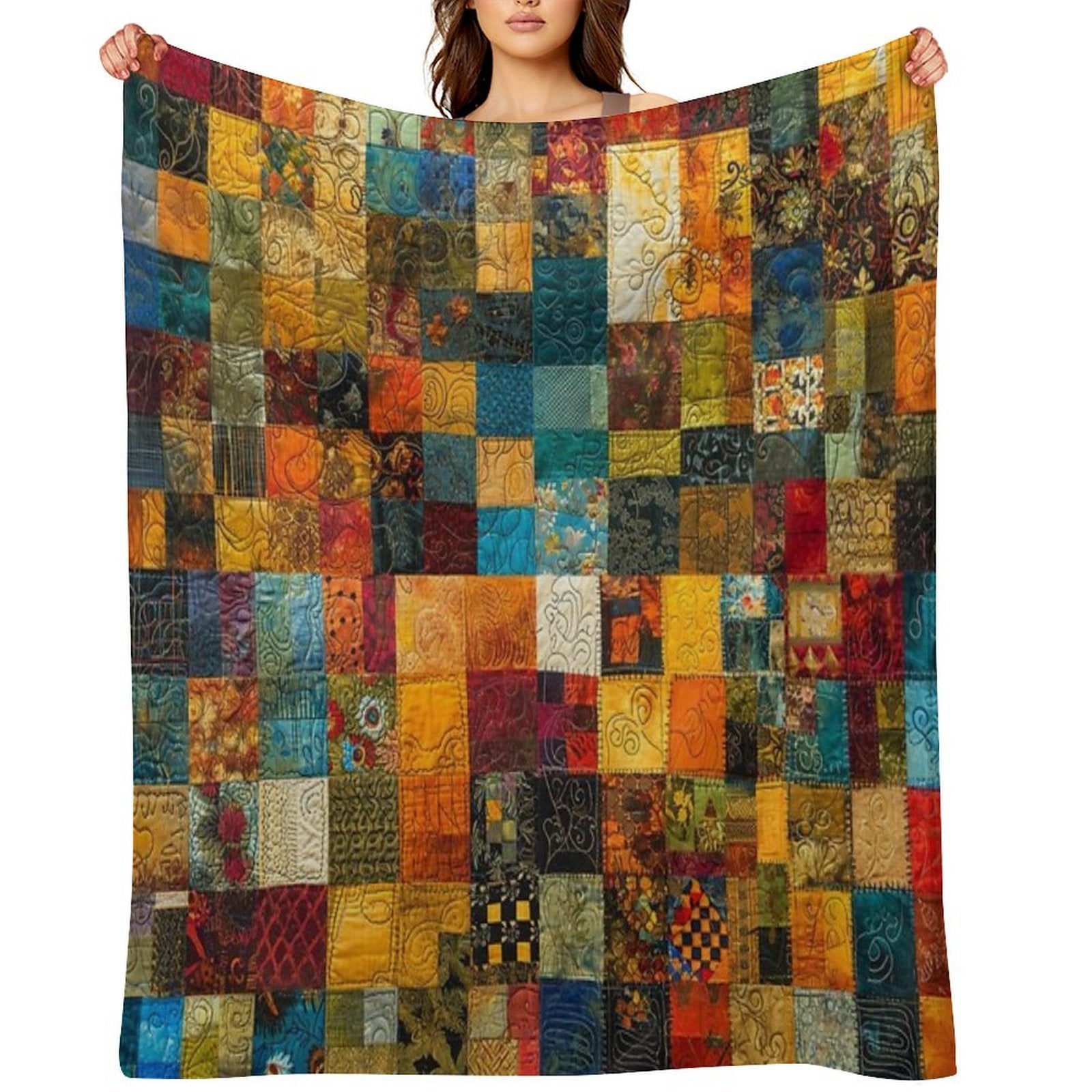 Kaleidoscope Quilt Pattern - Textile Art Explosion Durable Throw Blanket