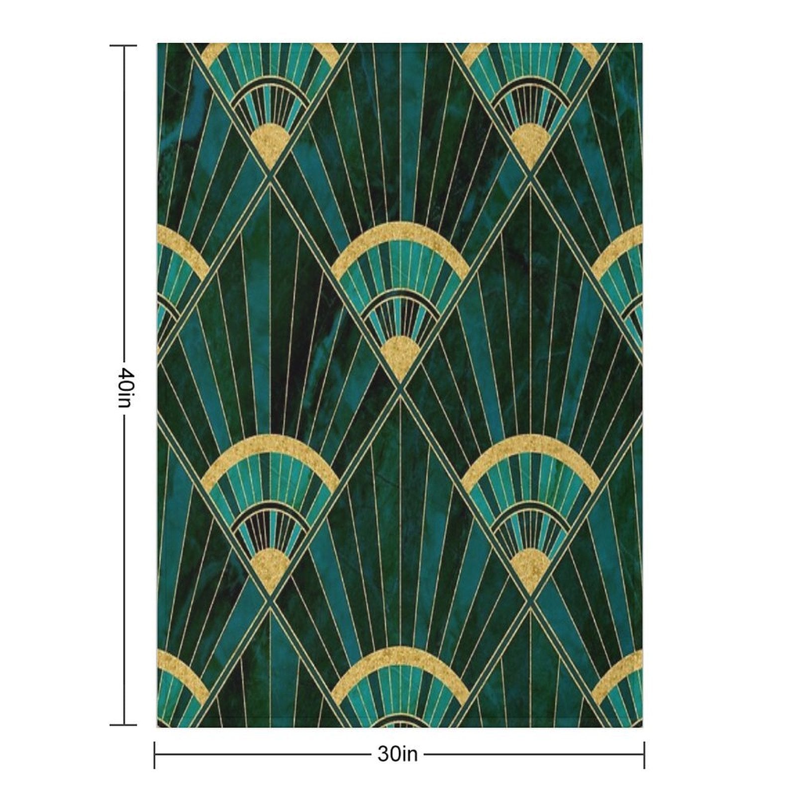 Art Deco Real Green Marbled Geometric Pattern Quick-dry Throw Blanket
