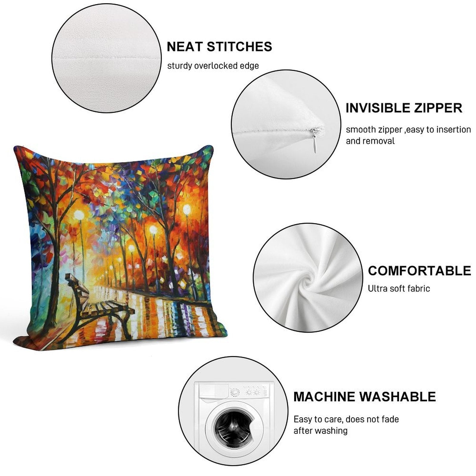 THE LONELINESS OF AUTUMN - Leonid Afremov Soft High-Density Material Throw Pillow