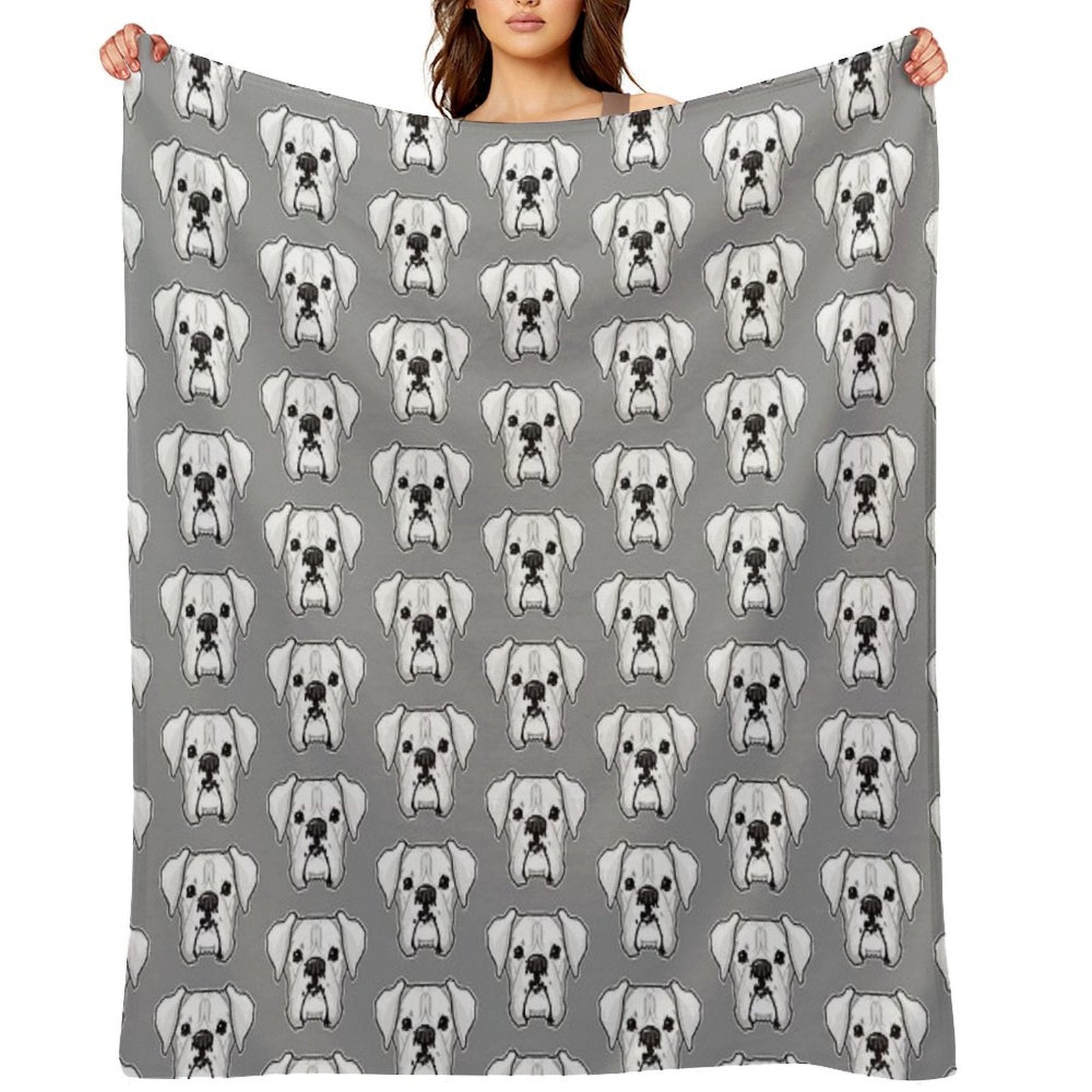 White Boxer Premium Throw Blanket