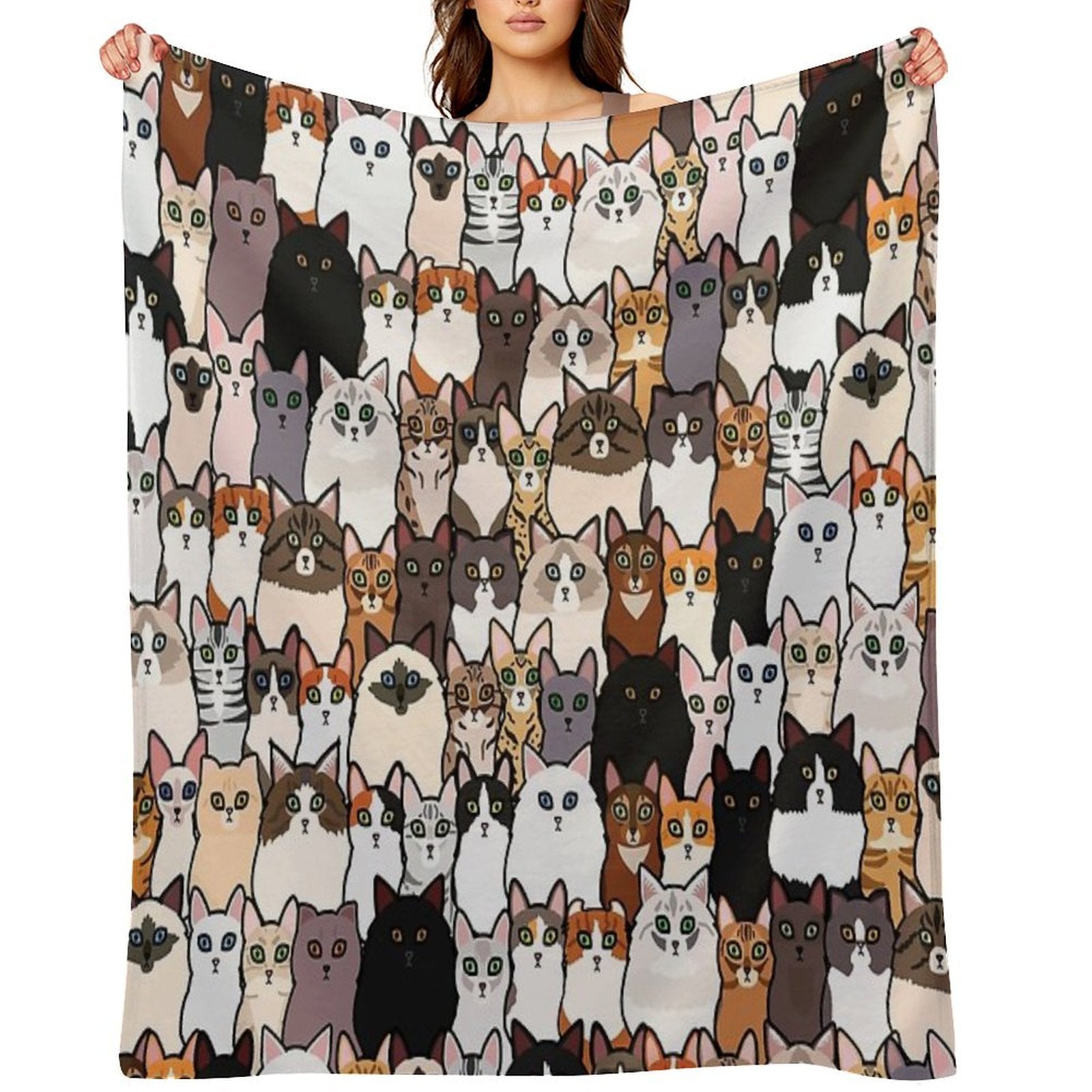 Cute So Many Cats Collage Sustainable Throw Blanket