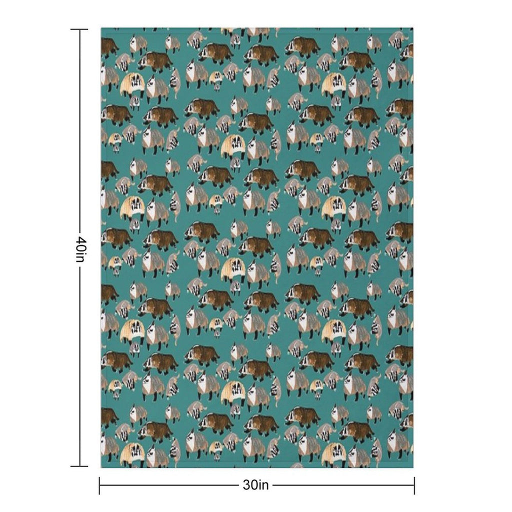 American Badger Running Travel-friendly Throw Blanket