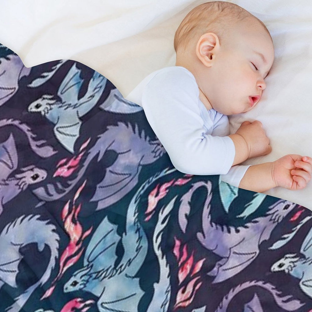 Dragon Fire Dark Turquoise And Purple Easy Care Throw Blanket